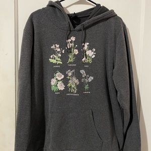 Gray Hoodie with Flowers - Size XL